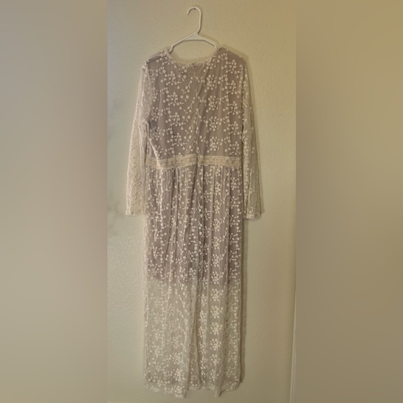 Arula cream floral lace nude underlay maxi dress wedding formal shower NEW - Picture 12 of 12